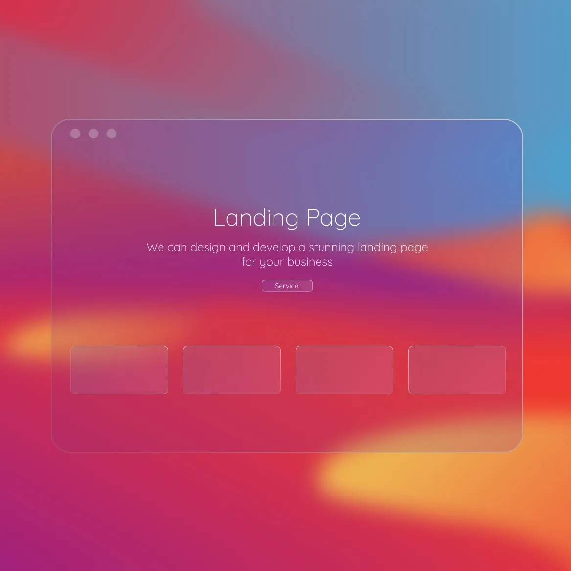 Modern web landing page design on red orange background.